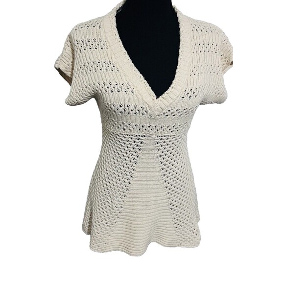Calvin Klein Jeans Wm's S Sweater Knit 100% Cotton Tunic Top Short Sleeve Boho - Picture 1 of 11